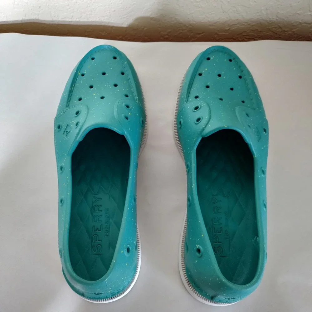 Sperry Authentic Original Float Boat Shoes Teal Splatter Mens 10 Womens 12